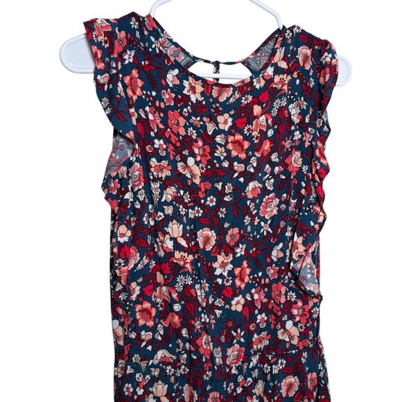 Loft Romper Women's Petite Small Sleeveless Ruffle Boho Printed Casual - Picture 2 of 8